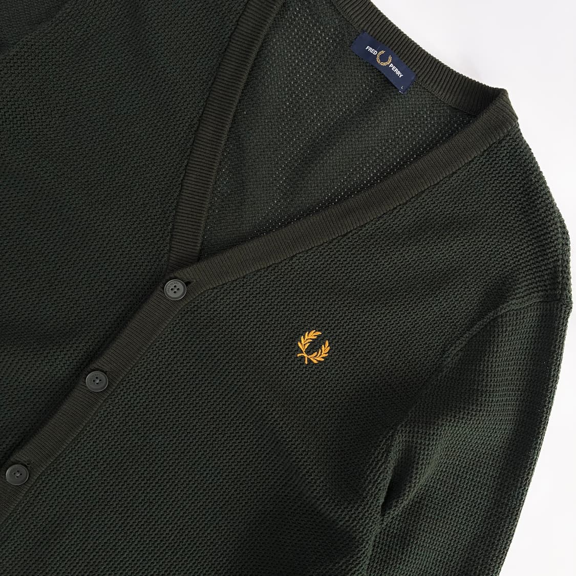 Fred Perry 레드 페리 써멀 카키 윙트리 업버튼 가디건 상품이미지3