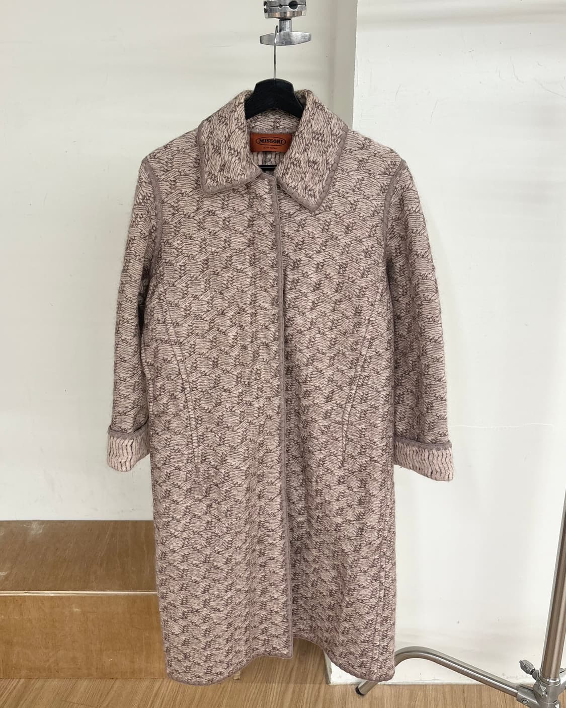 미쏘니 핑크 울 혼방 니트 코트 상품이미지1