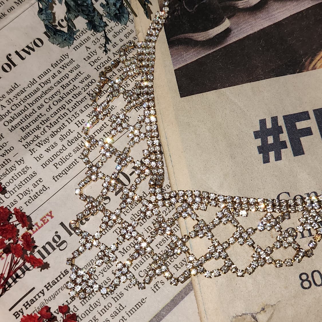 90s 프랑스 빈티지 쥬얼리 크리스탈 큐빅 샹들리에 목걸이 빈티지 목걸이 상품이미지4