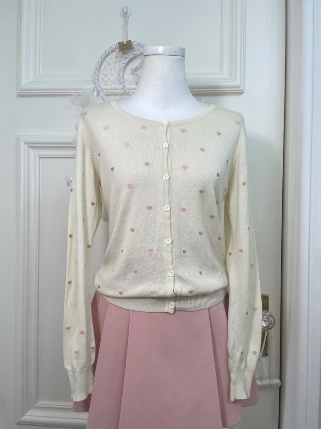 CINEMA CLUB ivory heart embroidery cardi 상품이미지1