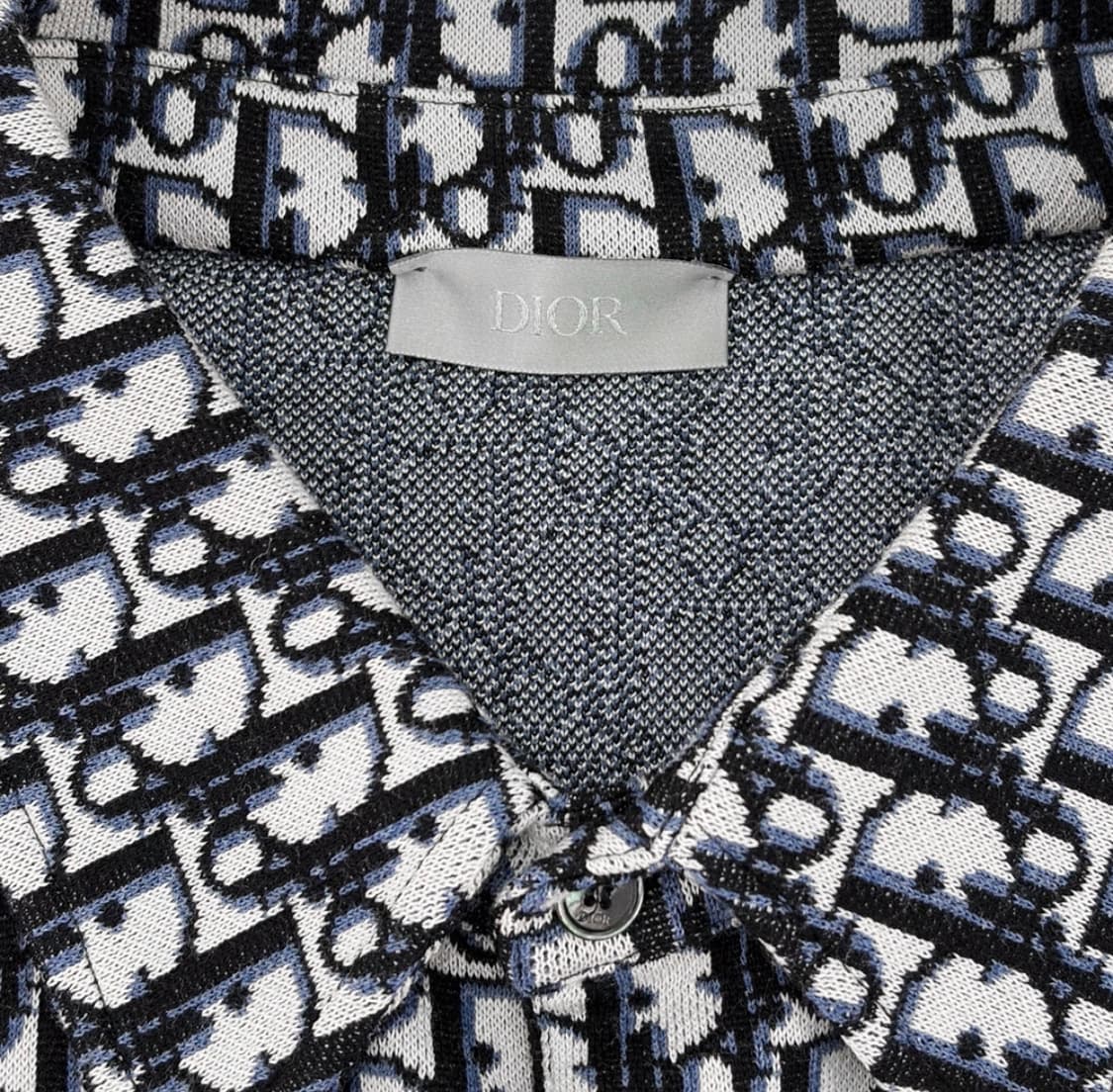 [XL] 디올 남성 오블리크 개버딘 자카드 오버 니트 셔츠 블랙 상품이미지7