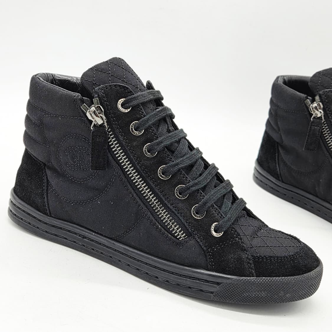  샤넬 우먼스 CC로고 하이탑 스니커즈 블랙 (36)   상품이미지6