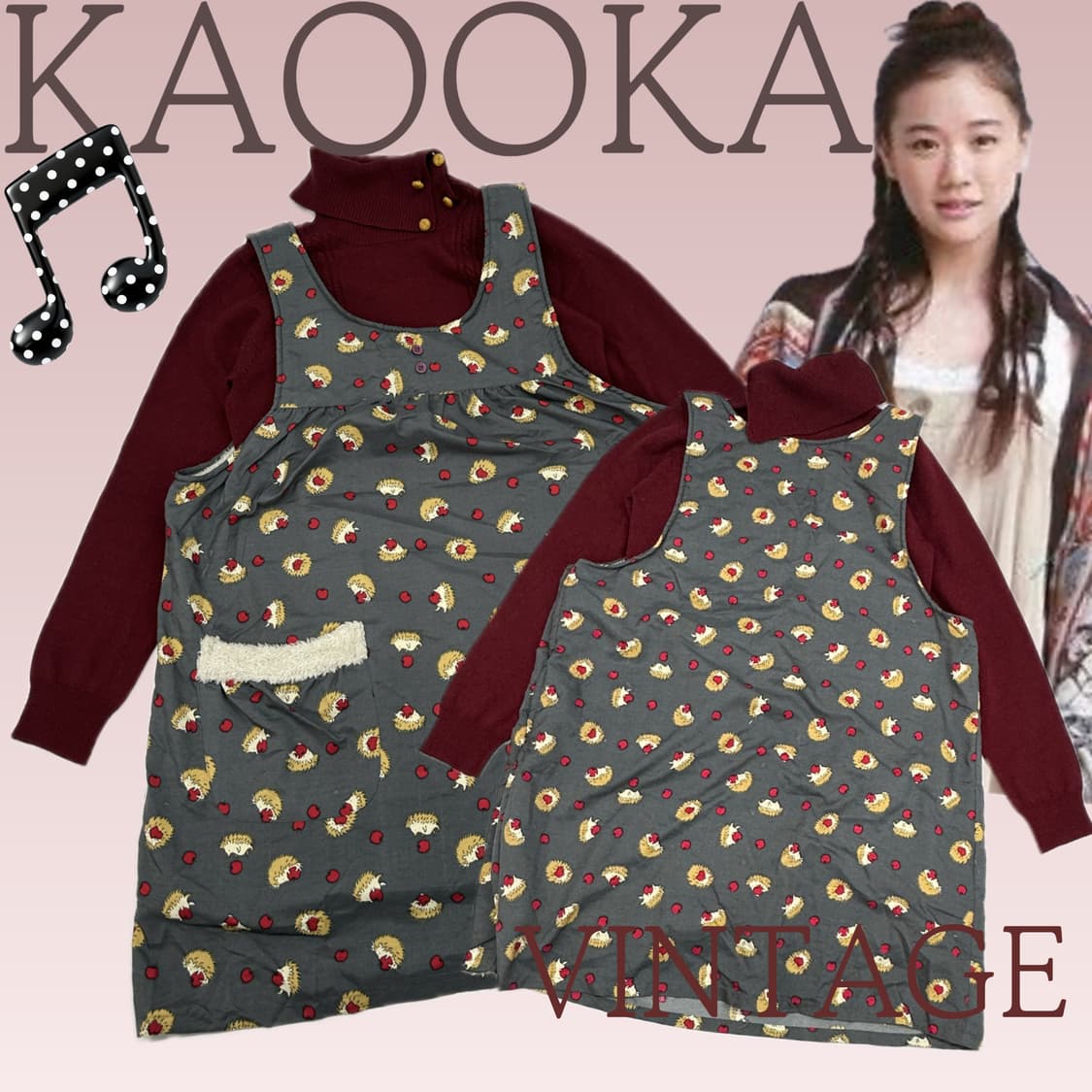 🦔하구미의  원피스 레이어드 코디세트🦔 버건디 목폴라 양털 러블리 상품이미지1