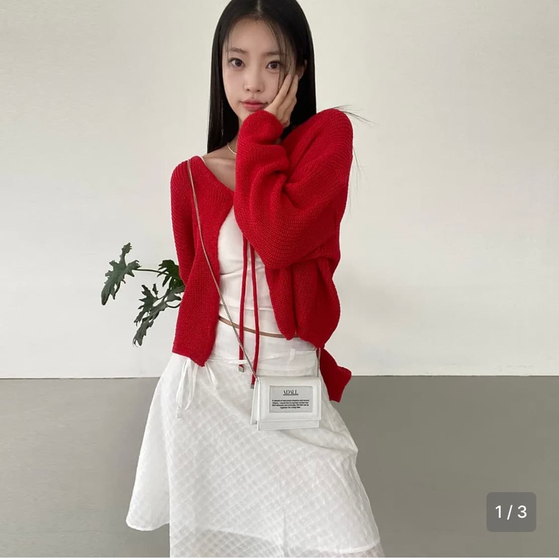 어다울 레드 니트 가디건 새상품 상품이미지1