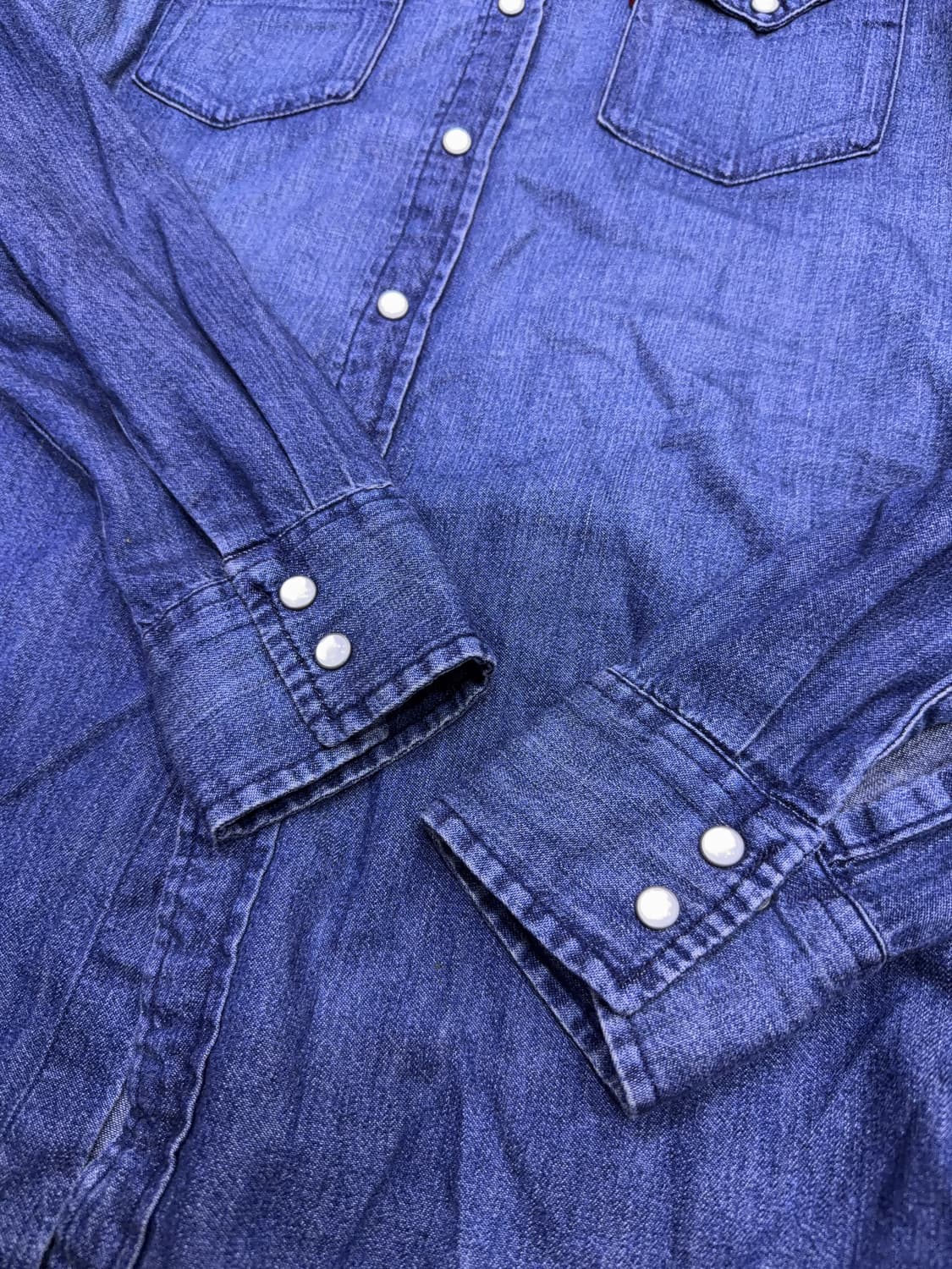 리바이스 빈티지 워싱 웨스턴셔츠 청남방 데님셔츠 인디고 M 상품이미지7