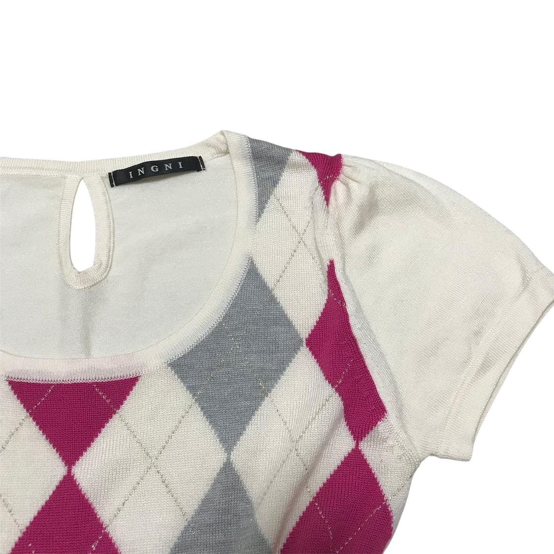 ingni 잉그니 아가일 니트 반팔 탑 로걀 상품이미지3