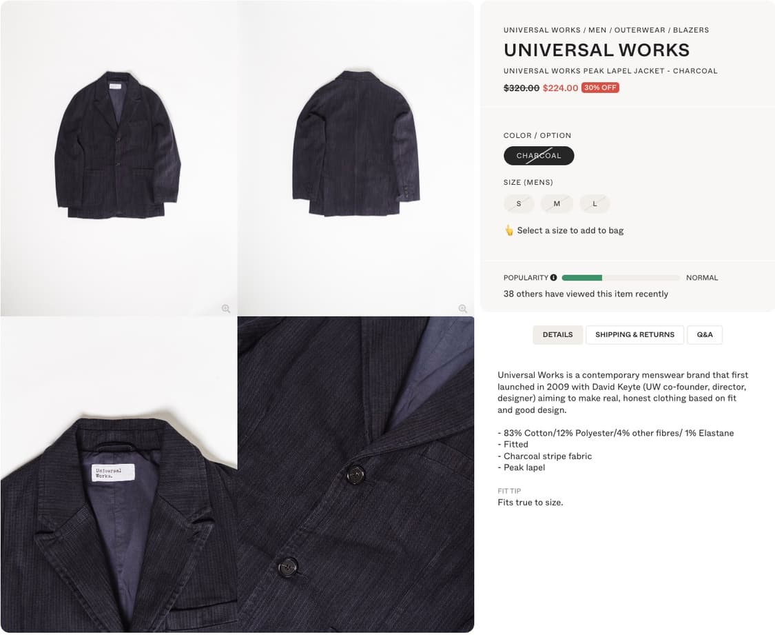 universal works 블레이져 판매합니다. 상품이미지9