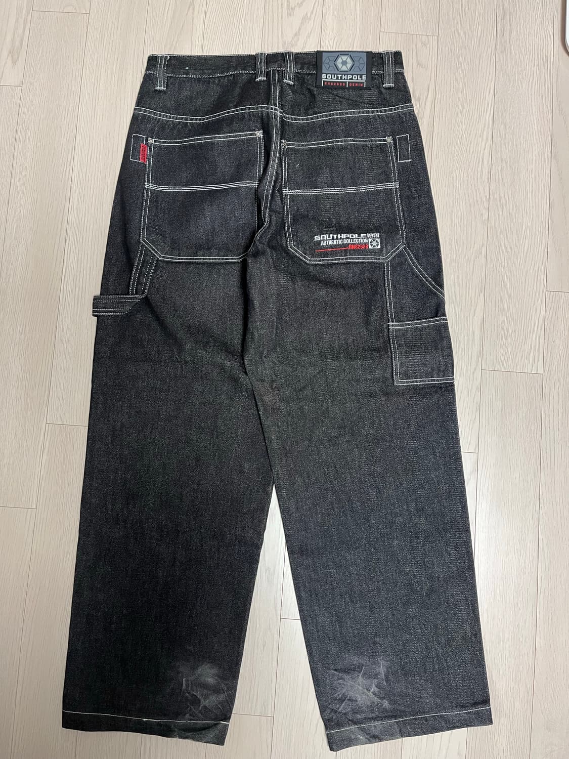 사우스폴 southpole 흑청 스티치 와이드 카펜터 데님 상품이미지5