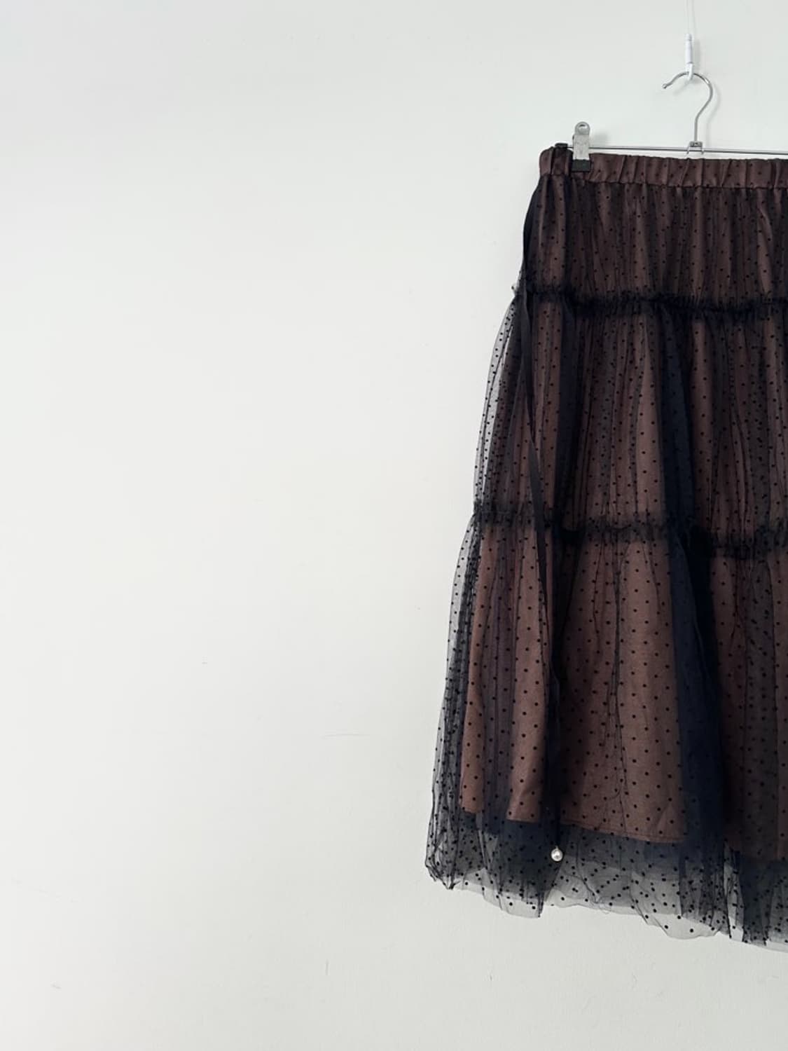 Dot strap mix tulle skirt / black 상품이미지7