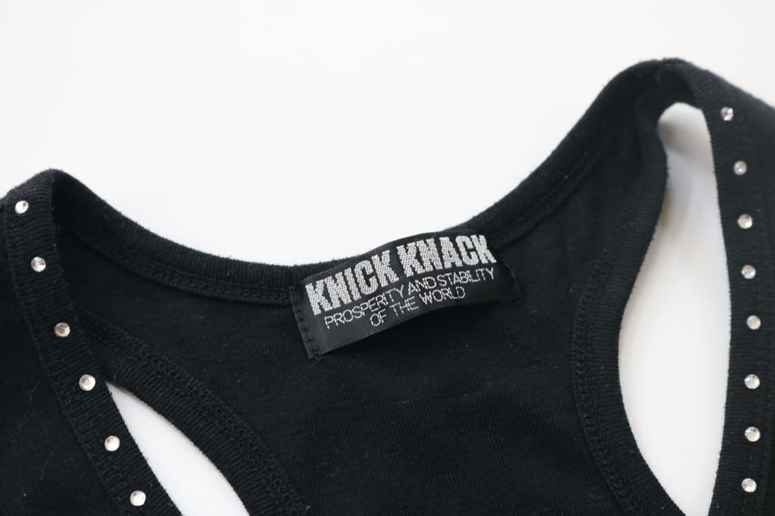 KNICK KNACK 닉낵 큐빅 스터드 레이서백 블랙 나시 탑 (M) 상품이미지5