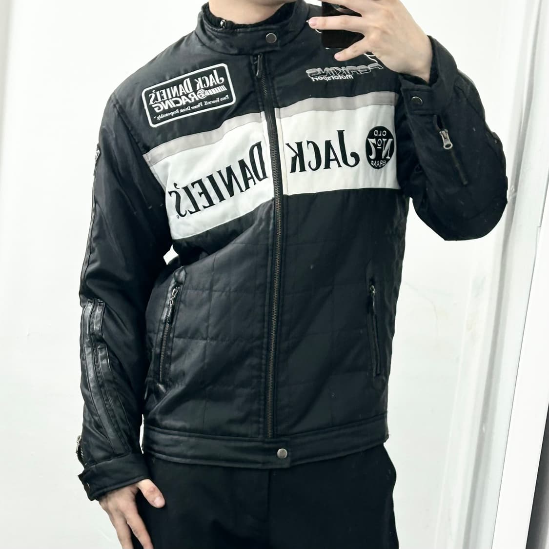 잭다니엘 퀼티드 레이싱 바이커 자켓 상품이미지1