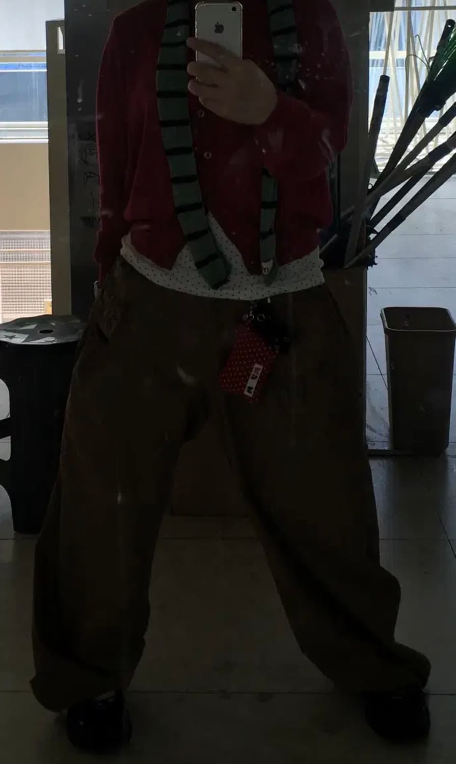 (택포) 엑스톤즈우먼 사키 프릴 시어서커 와이드 팬츠 브라운 상품이미지3