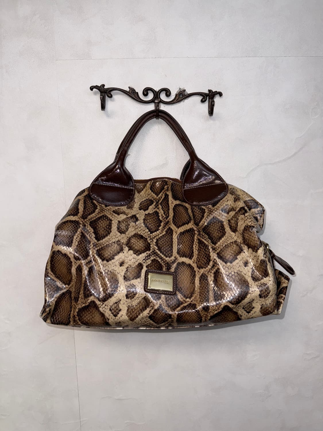 Anne Klein brown python big tote bag 상품이미지1