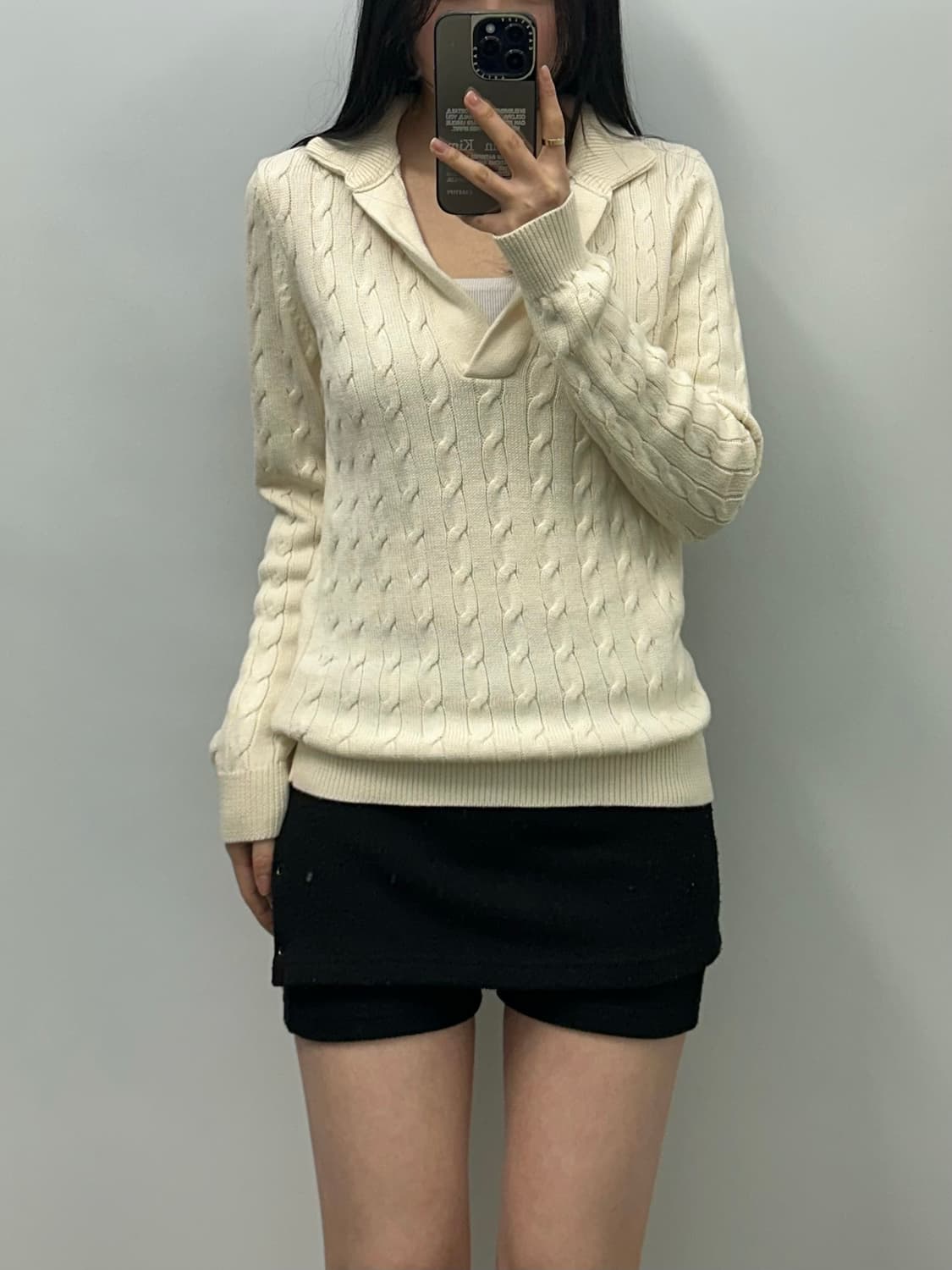 랄프로렌 화이트 꽈배기 카라 니트 상품이미지1