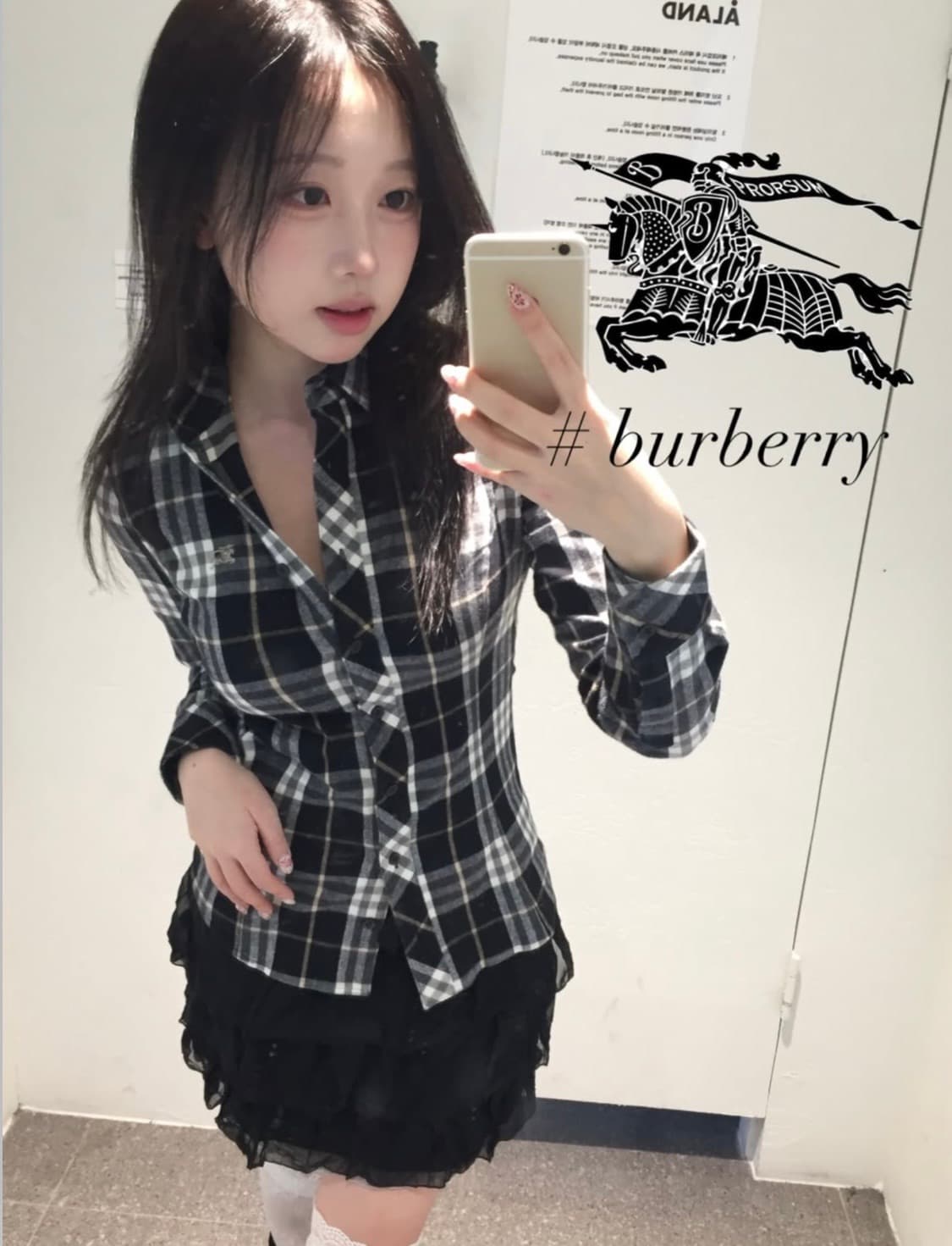 버버리 빈티지 블랙 체크셔츠 상품이미지1