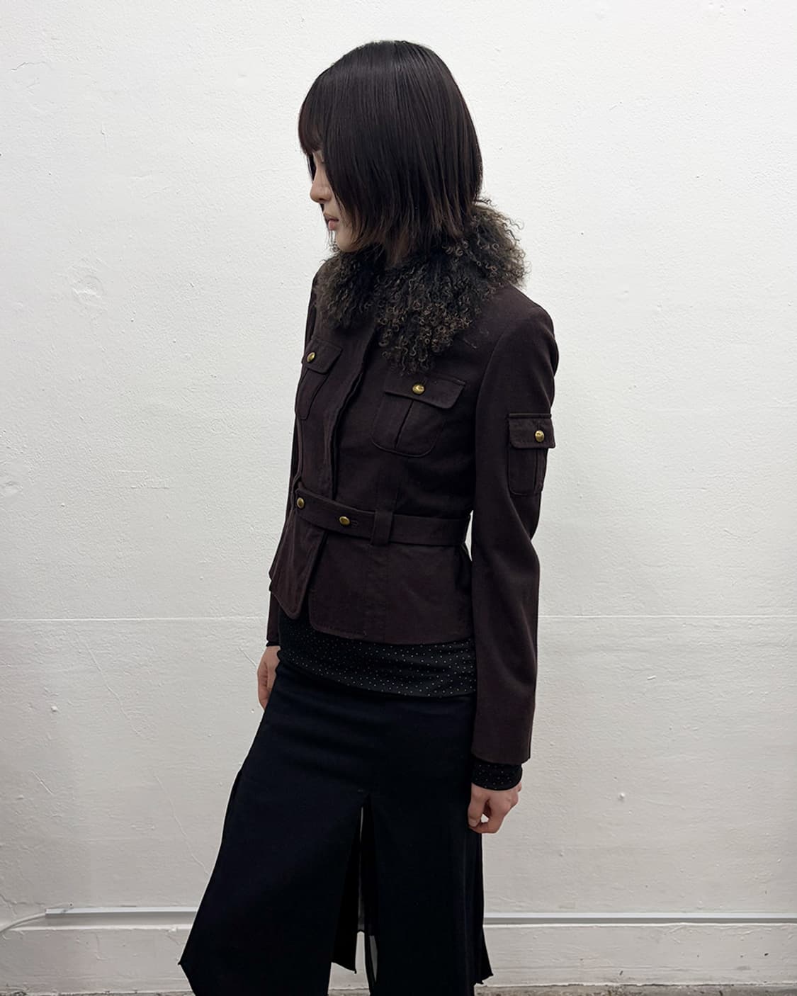 빈티지 퍼 트리밍 로브 자켓 상품이미지3