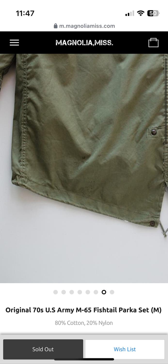 오리지널 피쉬테일 M-65 개파카 M사이즈 팝니다 상품이미지3