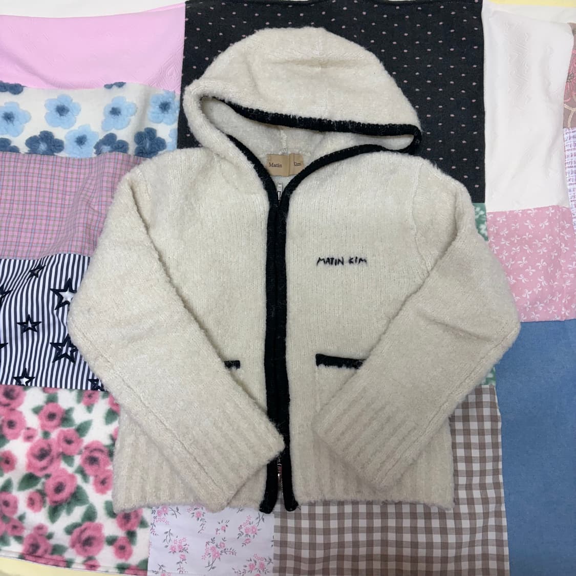 마뗑킴 라인 포인트 후드집업 아이보리 상품이미지1