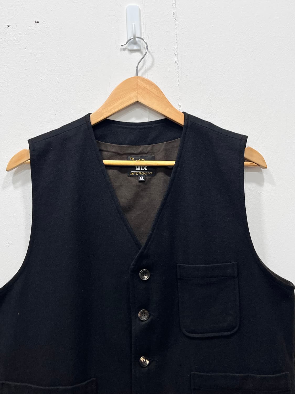 Vintage 루이드 울 블랙 베스트 XL 상품이미지3