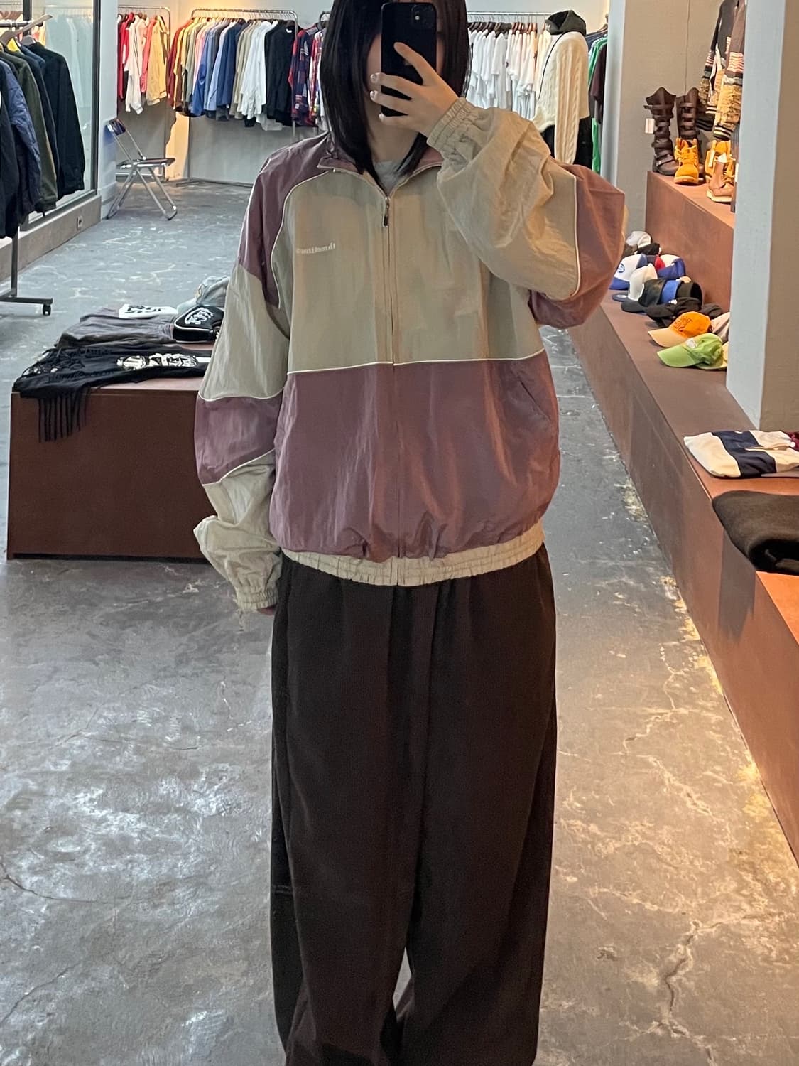 쓰리타임즈 빈티지 블록 윈드브레이커 자켓 H1045 상품이미지1