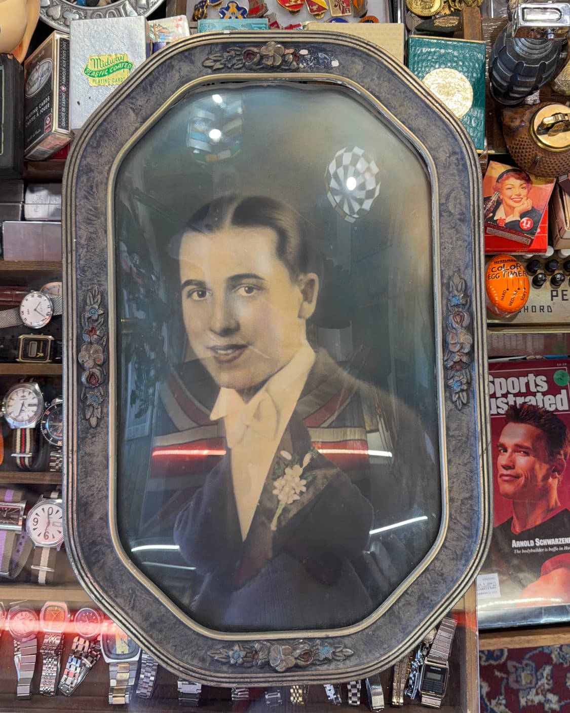 빈티지 소품 1900년 버블 글라스 인물 초상화 상품이미지1