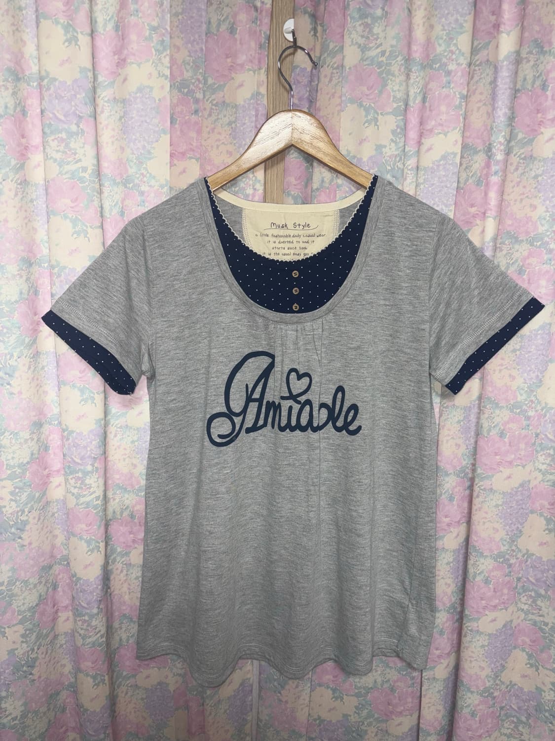 그레이 도트 레이어드 티셔츠 상품이미지5