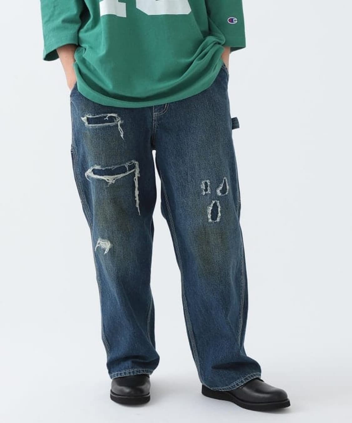 빔즈 BEAMS Repaired Denim Painted Pants 상품이미지2