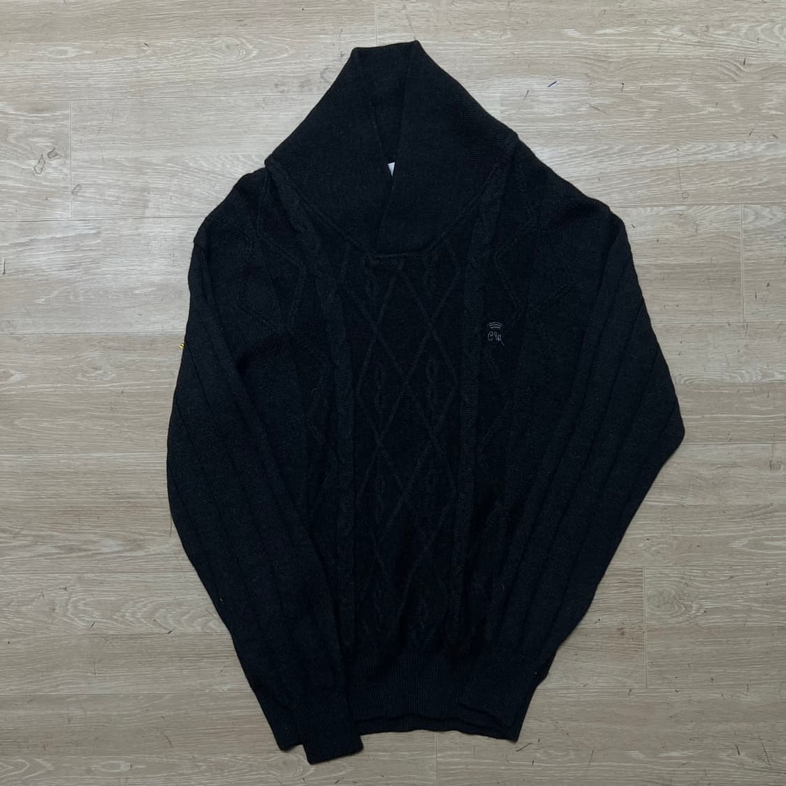 카운테스마라 여성 숄카라 울 패턴 니트 [블랙] M/95 상품이미지1