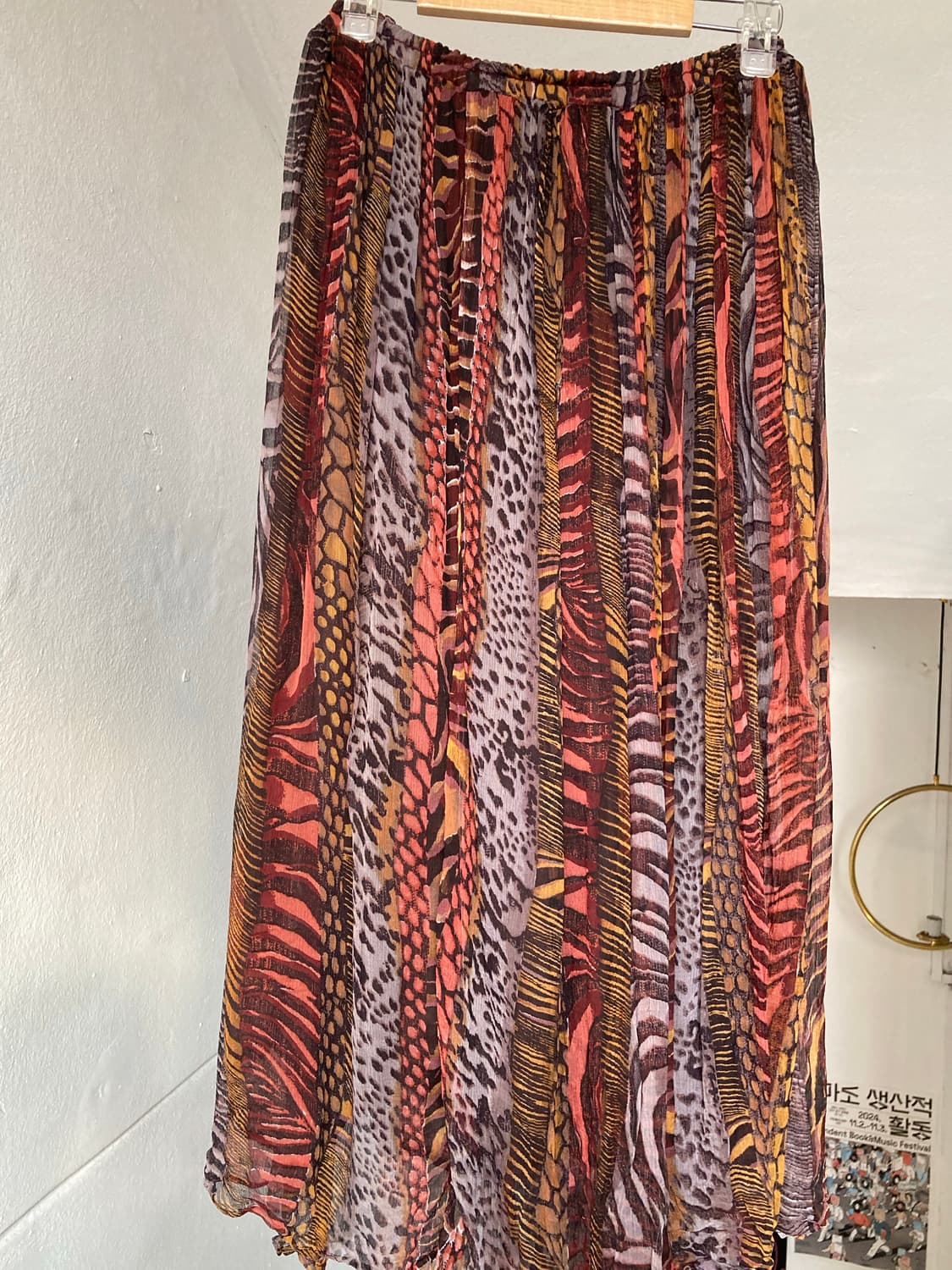 호피 실크 플리츠 롱 스커트 상품이미지7