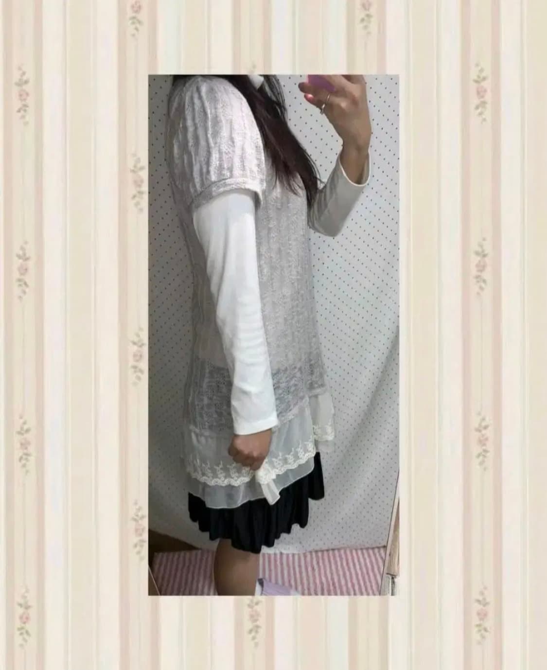 몽글 카메 빈티지 모리걸 사와코 니트 레이스 원피스 너에게닿기를 상품이미지3
