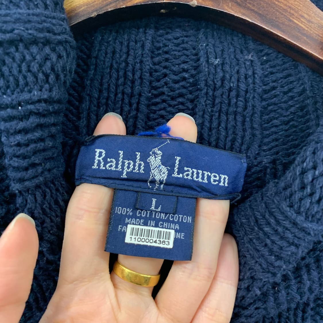 폴로 랄프로렌 성조기 네이비 목폴라 골지 니트 상품이미지4