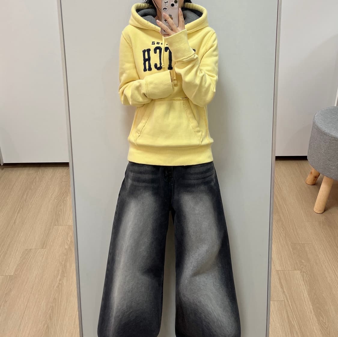 아베크롬비 자수로고 연노랑 후드티 상품이미지1