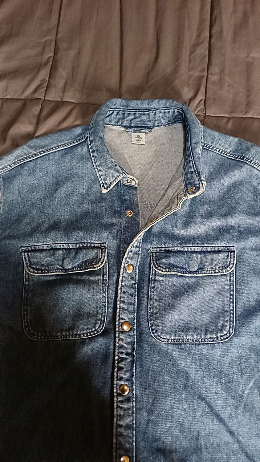 H&M 오버핏데님남방 M 가슴64 기장75 상품이미지2