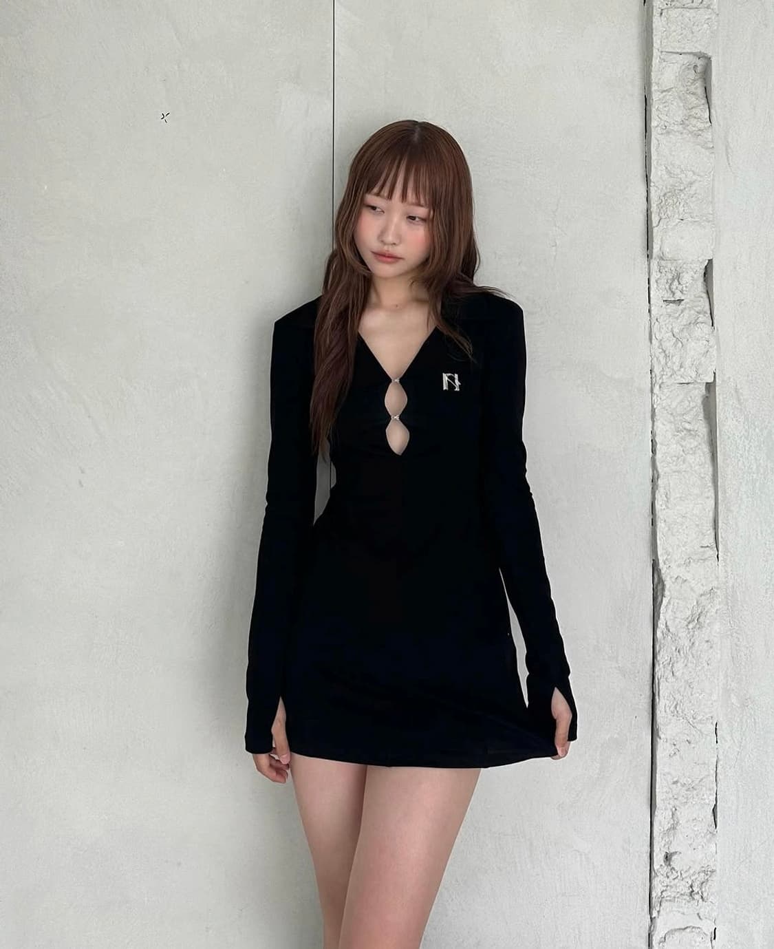 뉴얼린 엠블럼 셔츠 원피스 상품이미지1