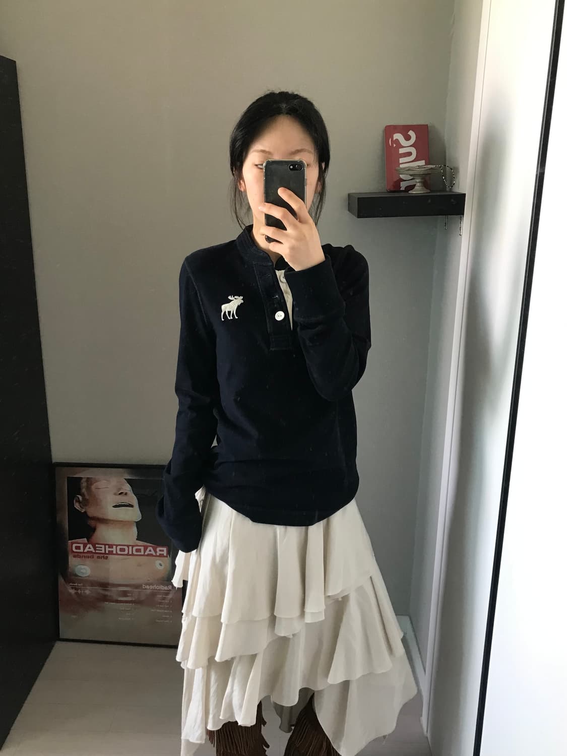 아베크롬비 산양로고 헨리넥 네이비 롱슬리브티 상품이미지4