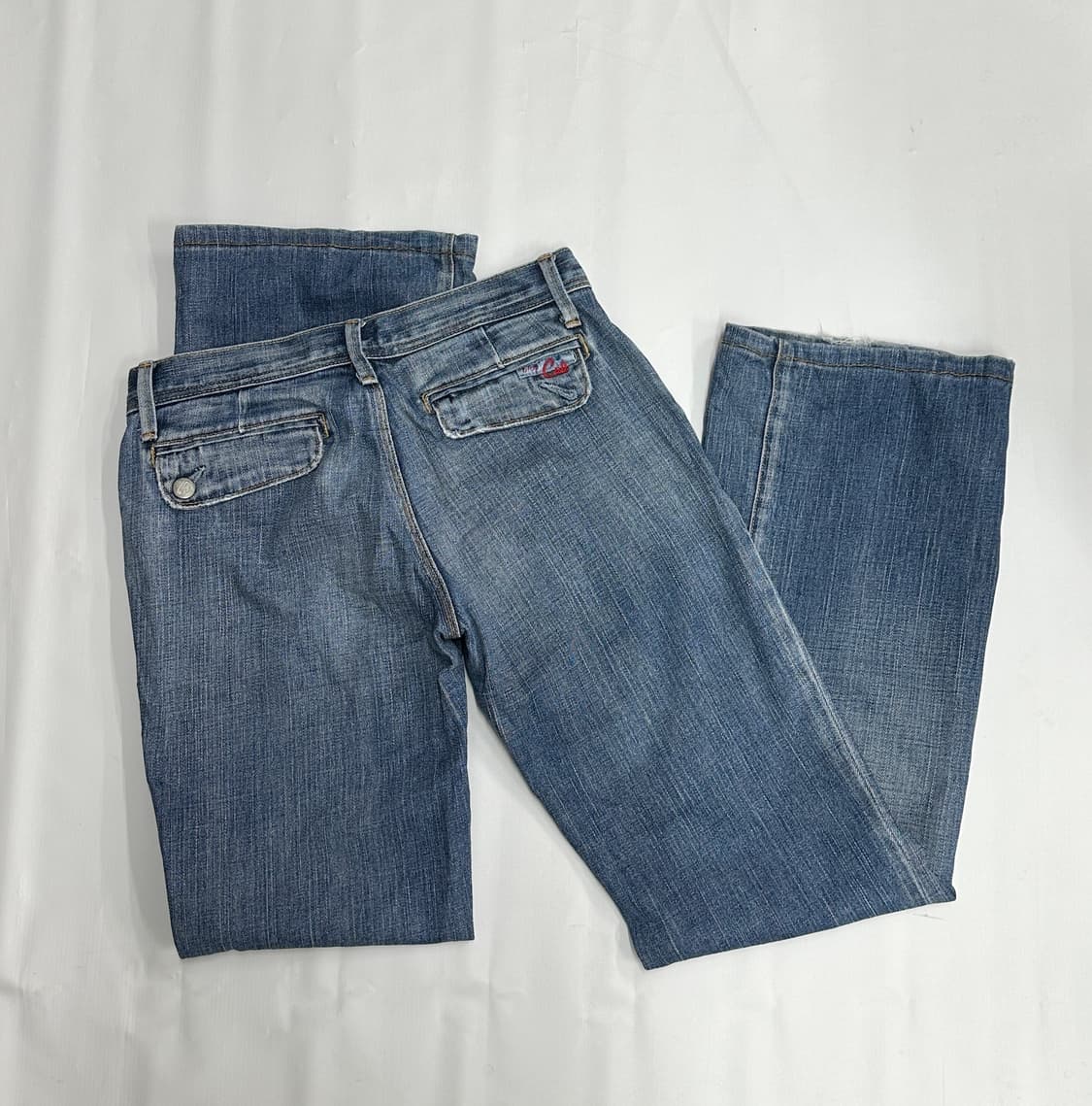 U.S.A 워싱 연청 빈티지 데님 부츠컷 y2k 보헤미안 데코라 오네갸루 상품이미지4