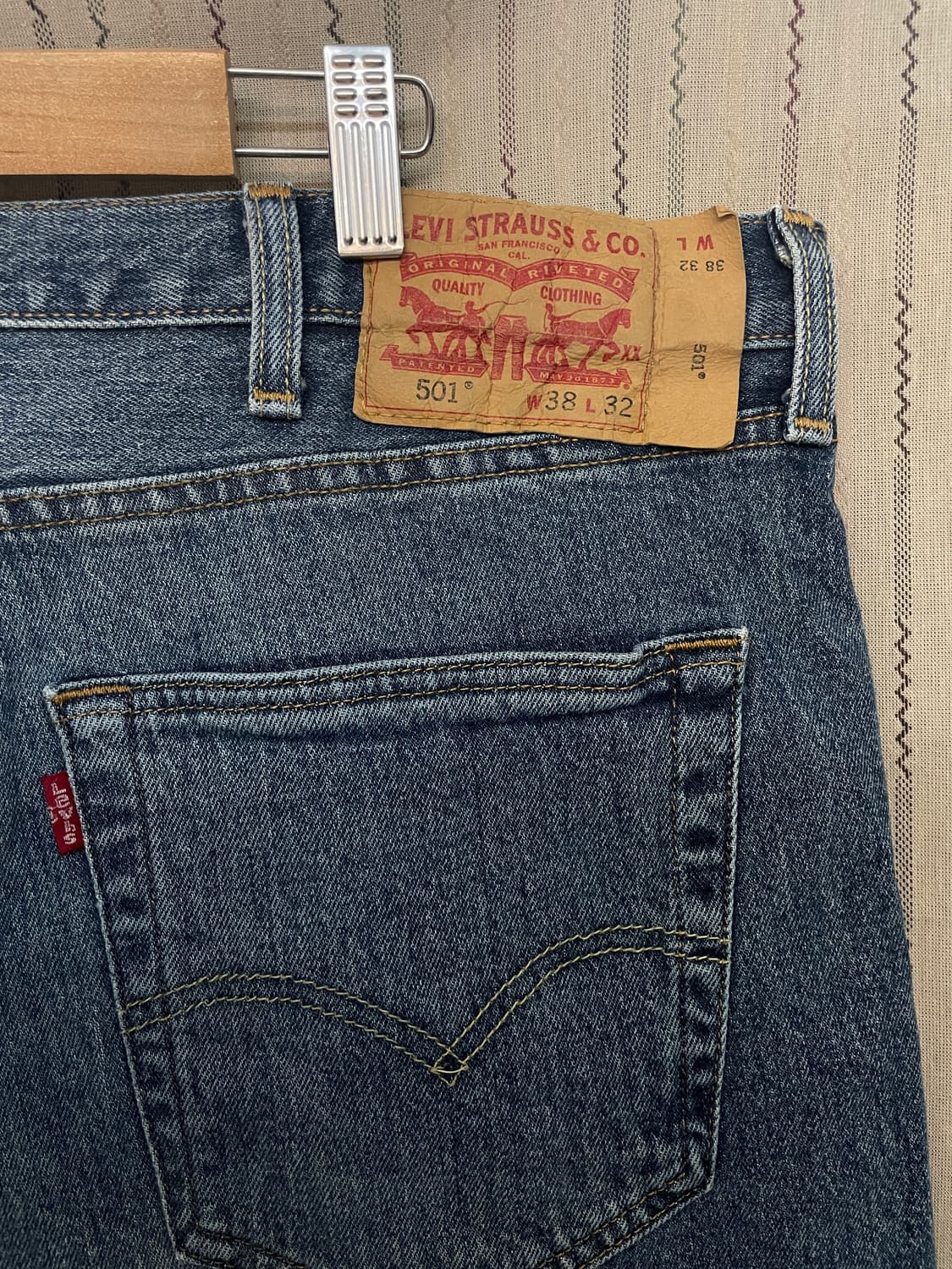 [38] Levis 리바이스 501 38사이즈 워싱 데님 청바지 진 상품이미지3