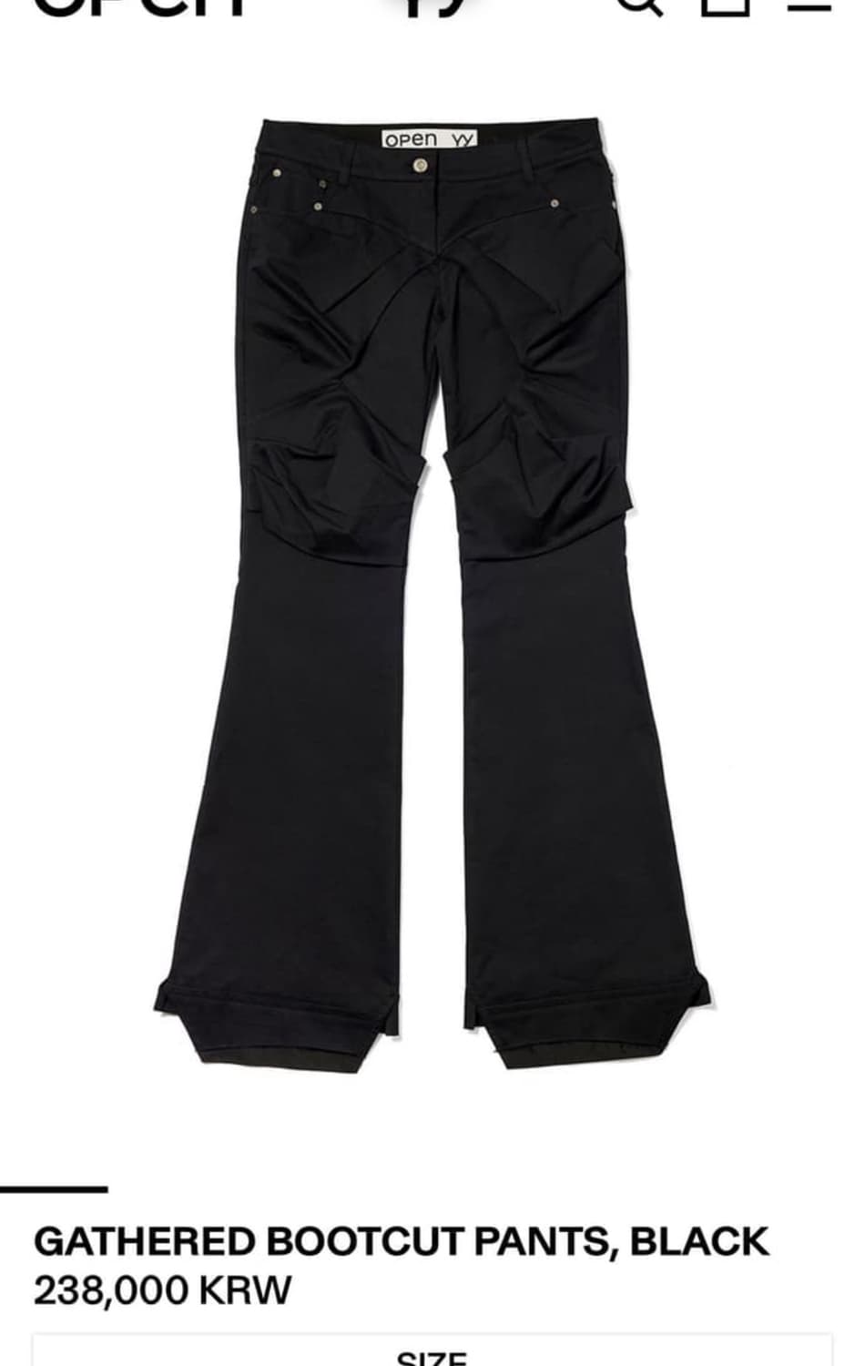 open yy 개더드 부츠컷 팬츠gathered bootcut pants 상품이미지1