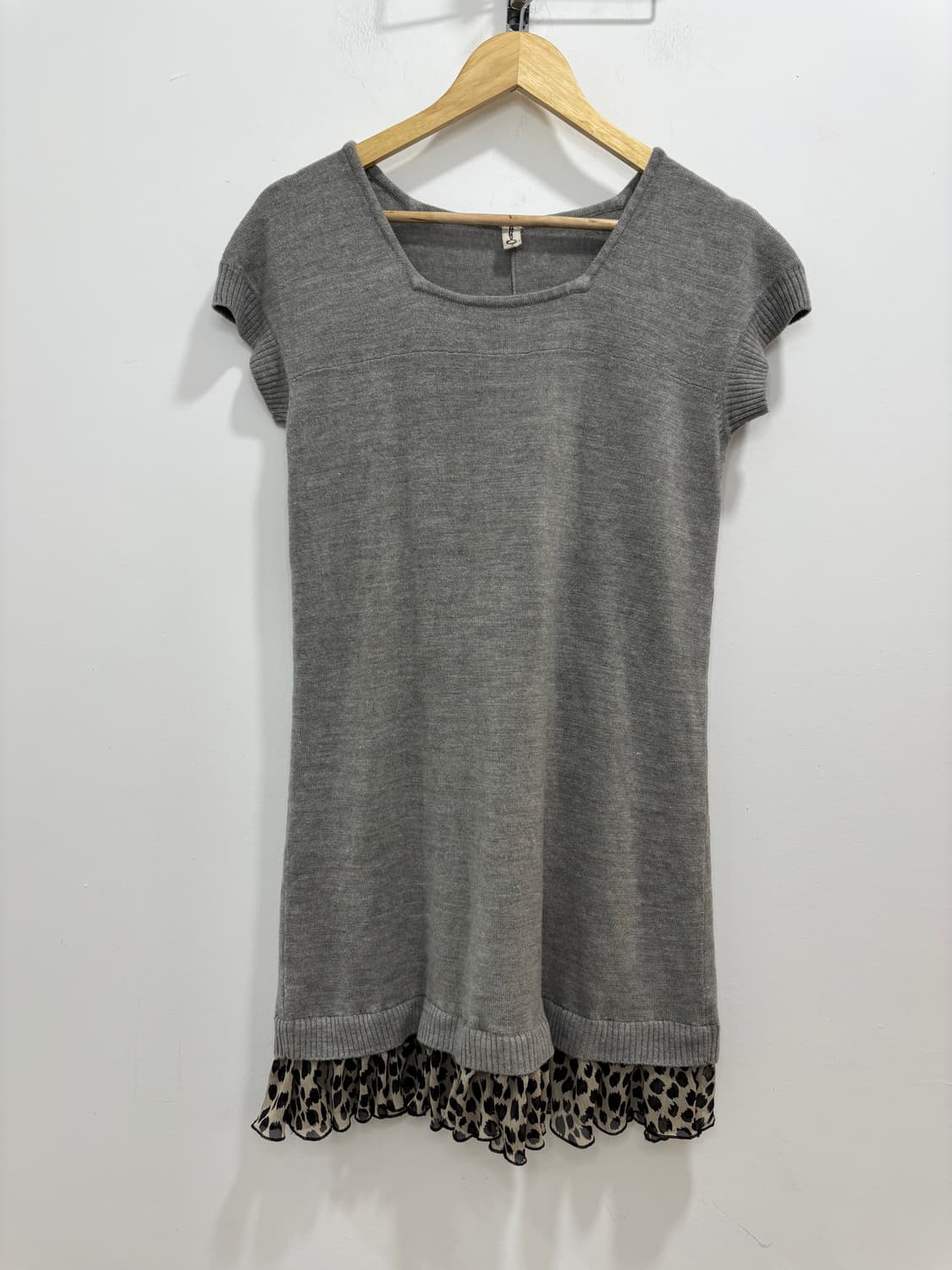 레오파드 호피 프릴 반팔 레이어드 갸루 원피스 상품이미지5