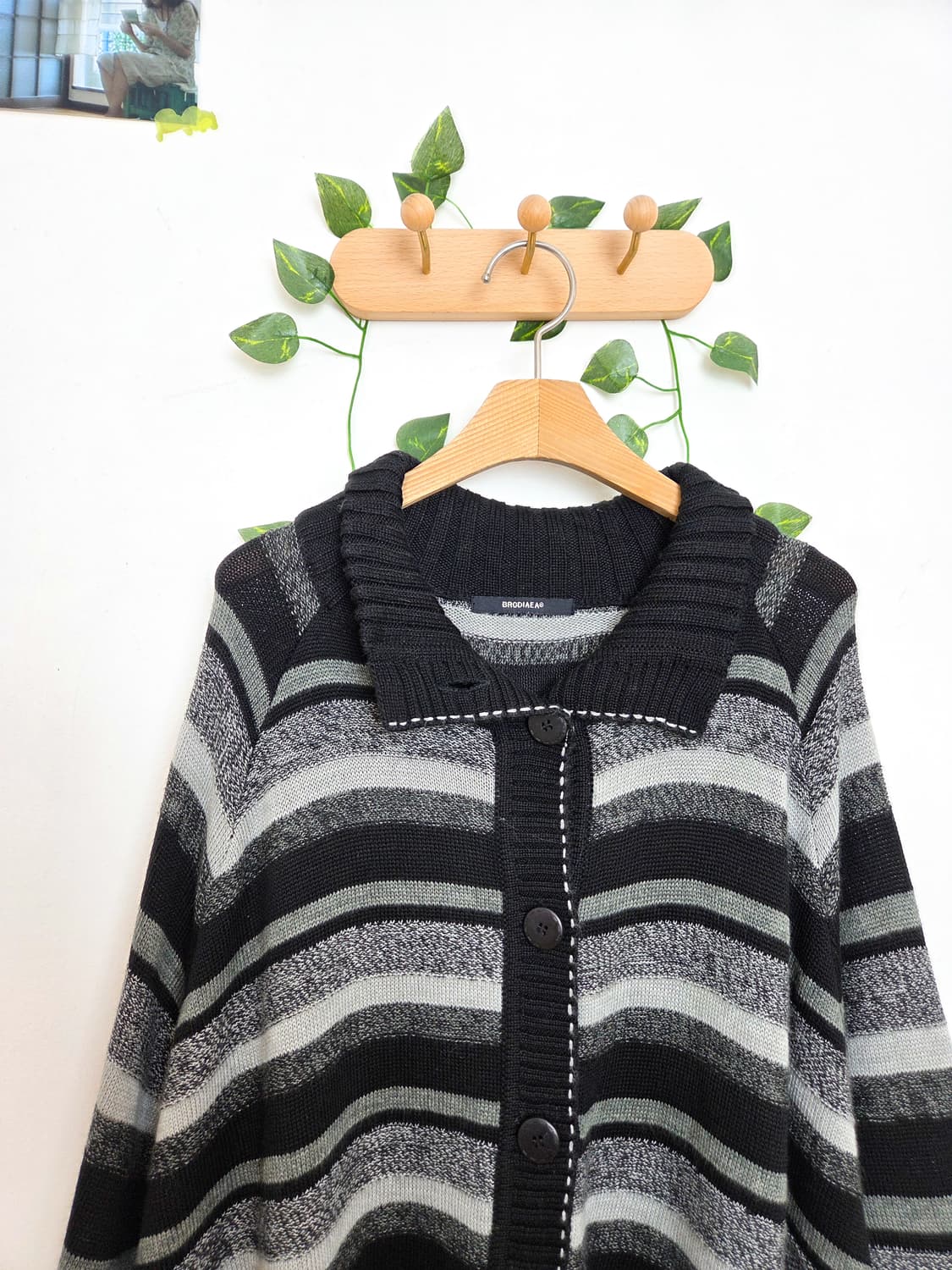 무채색 스티치 케이프 가디건 상품이미지2