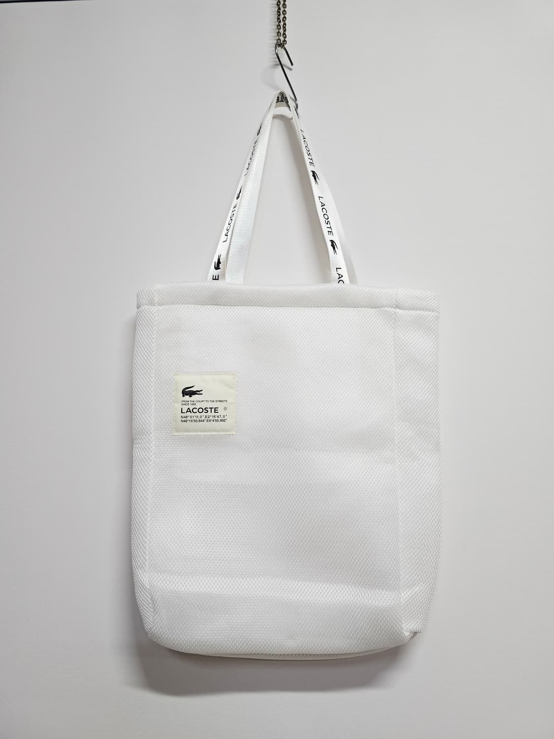 라코스테 흰색 매쉬백 쇼퍼백 토트백 상품이미지1