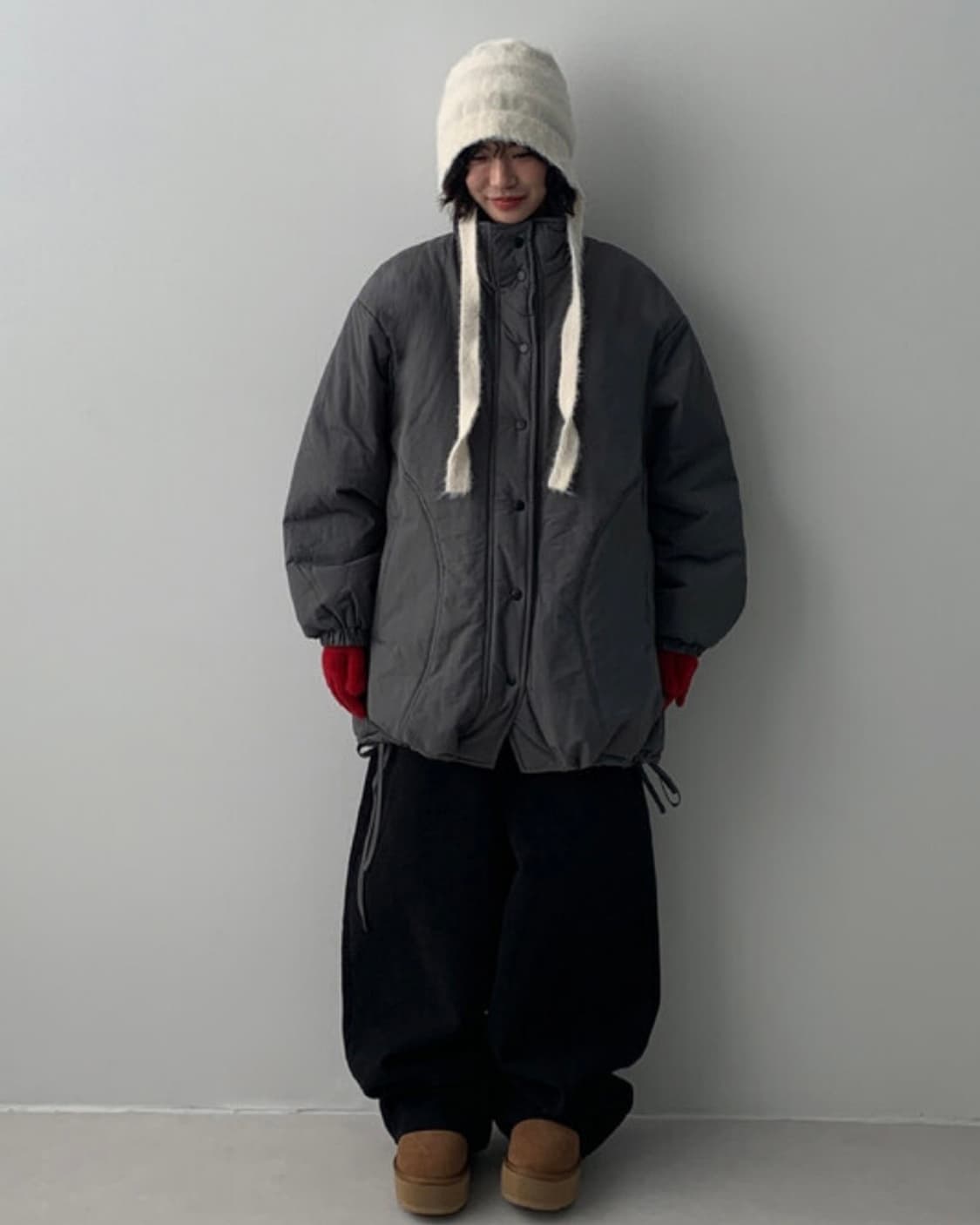 [원가 11만] 차콜 오버핏 퀼팅 패딩 상품이미지4