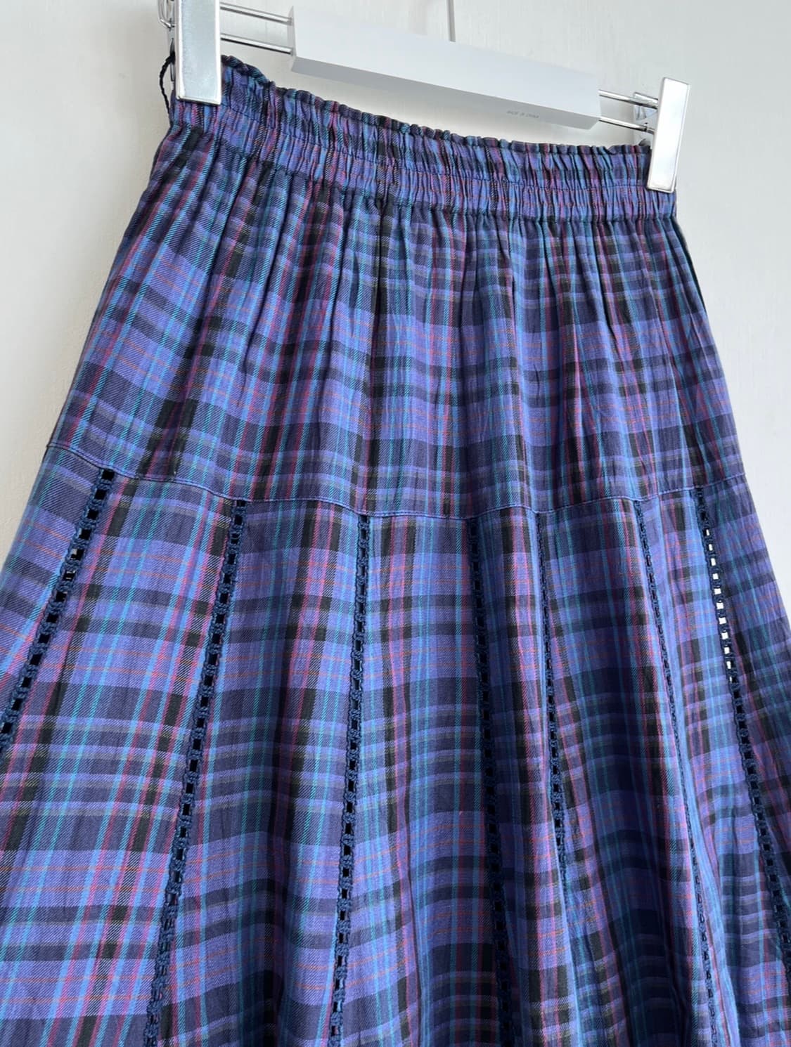 THINK SENSE 퍼플 체크 플레어 스커트 상품이미지3