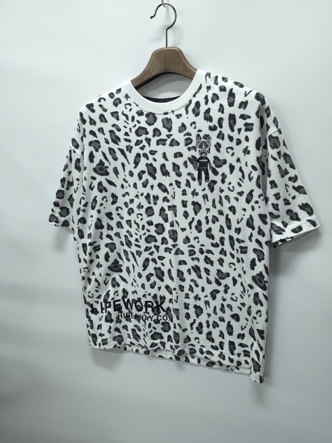 라이프워크 남여공용 레오파드 불독 오버핏 반팔 티셔츠(S) 상품이미지2