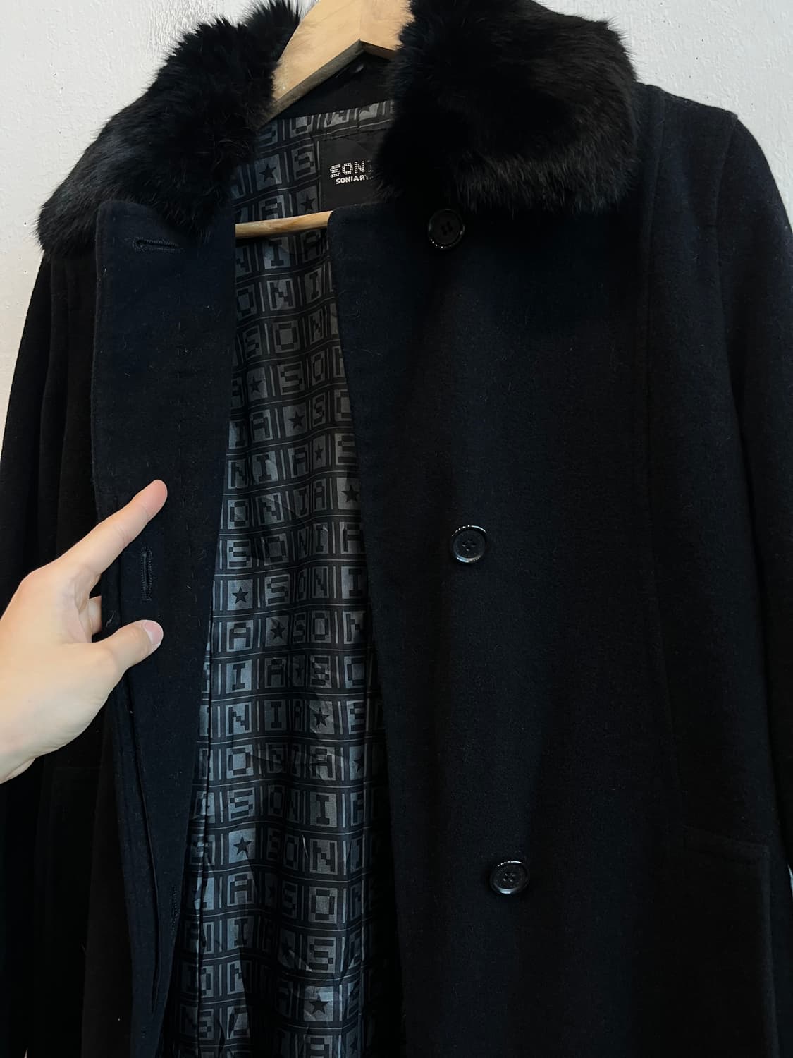 소니아리키엘 울 앙고라 퍼 코트 블랙 상품이미지7