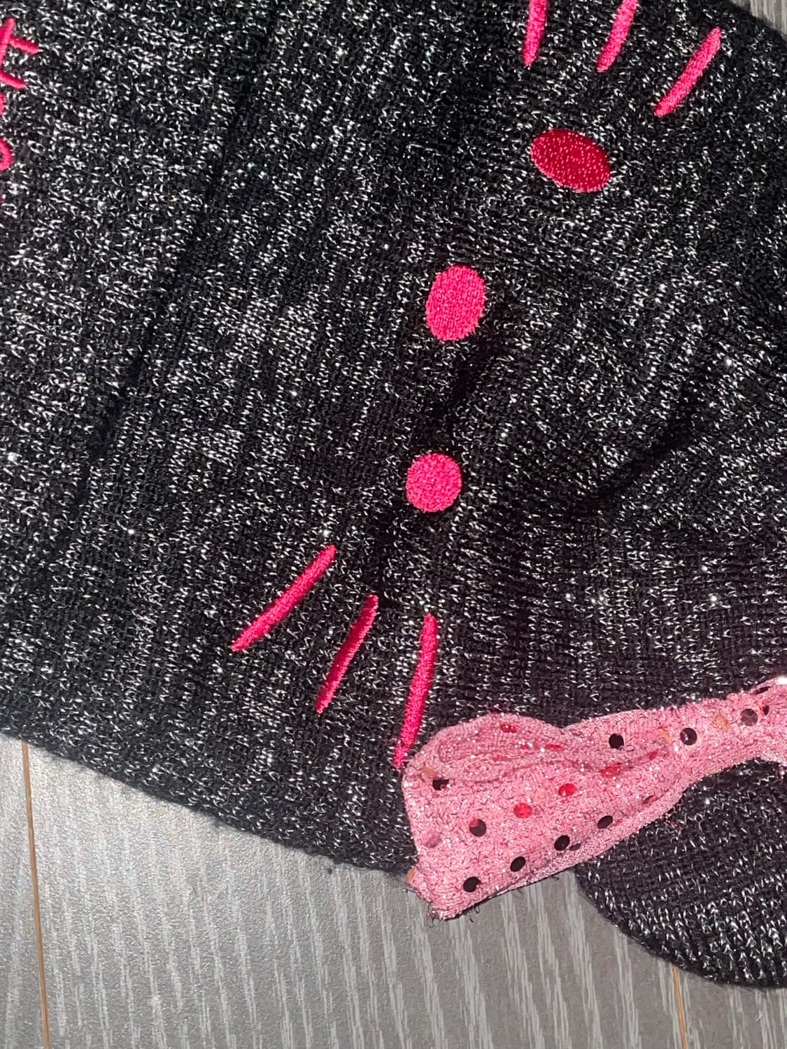 12s 고전키티 헬로키티 산리오 갸루 글리터 리본 네코미미 블랙핑크 비니 상품이미지5