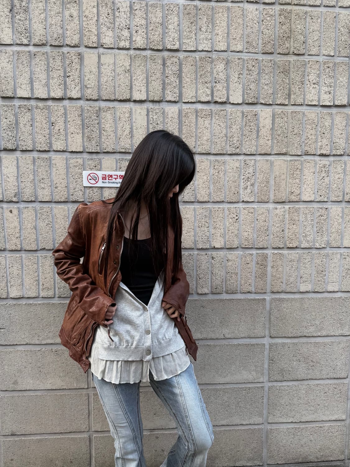 램스킨 브라운 레더 자켓 상품이미지1