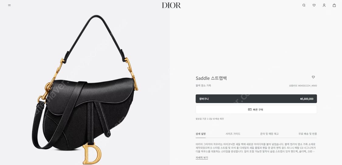 (잠실 롯데백화점 구매) 디올 새들백 상품이미지7