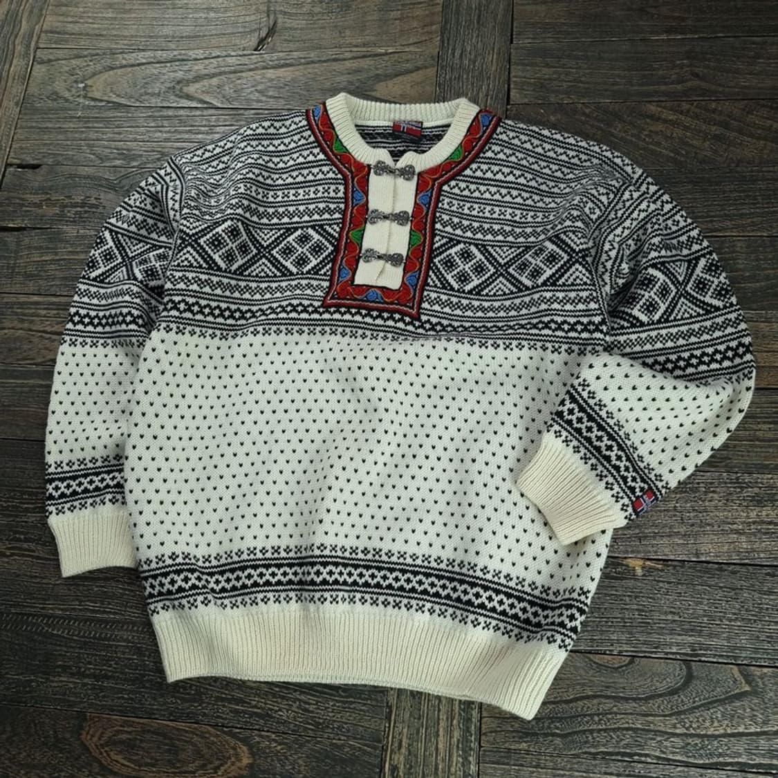 [노르웨이빈티지] 에스닉 패턴 노르딕 버클 니트 스웨터 M18976 상품이미지1