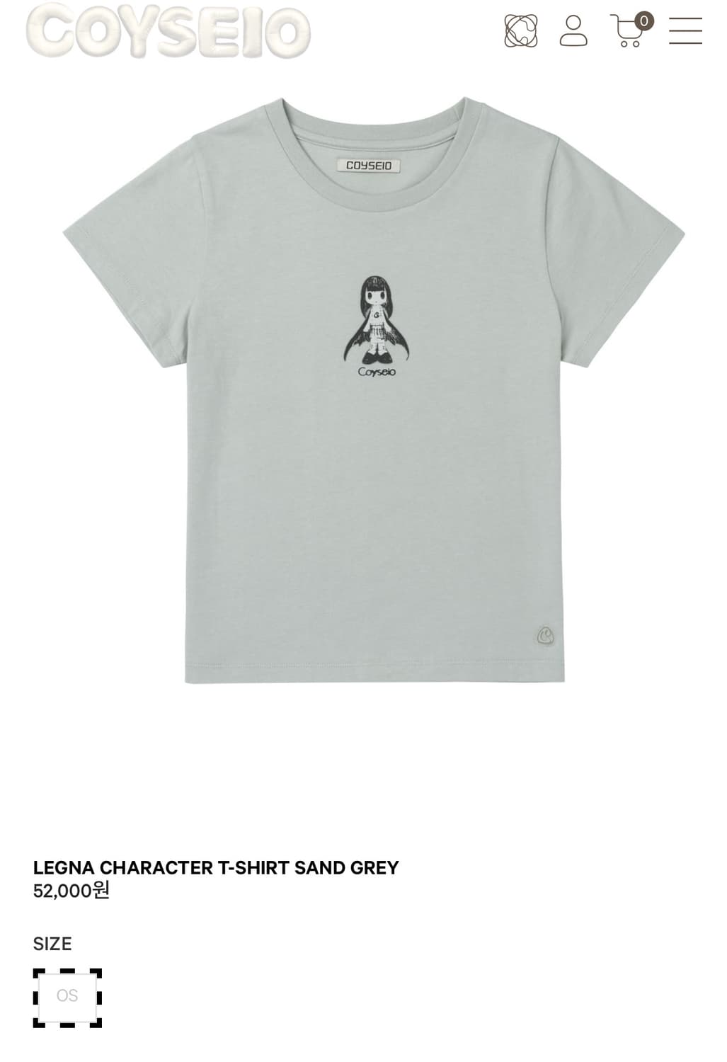 코이세이오 legna character t-shirt send gray 상품이미지1
